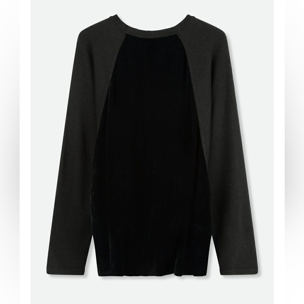 Lamberto Losani Black Velvet Knit Silk Wool Sweater | Size S